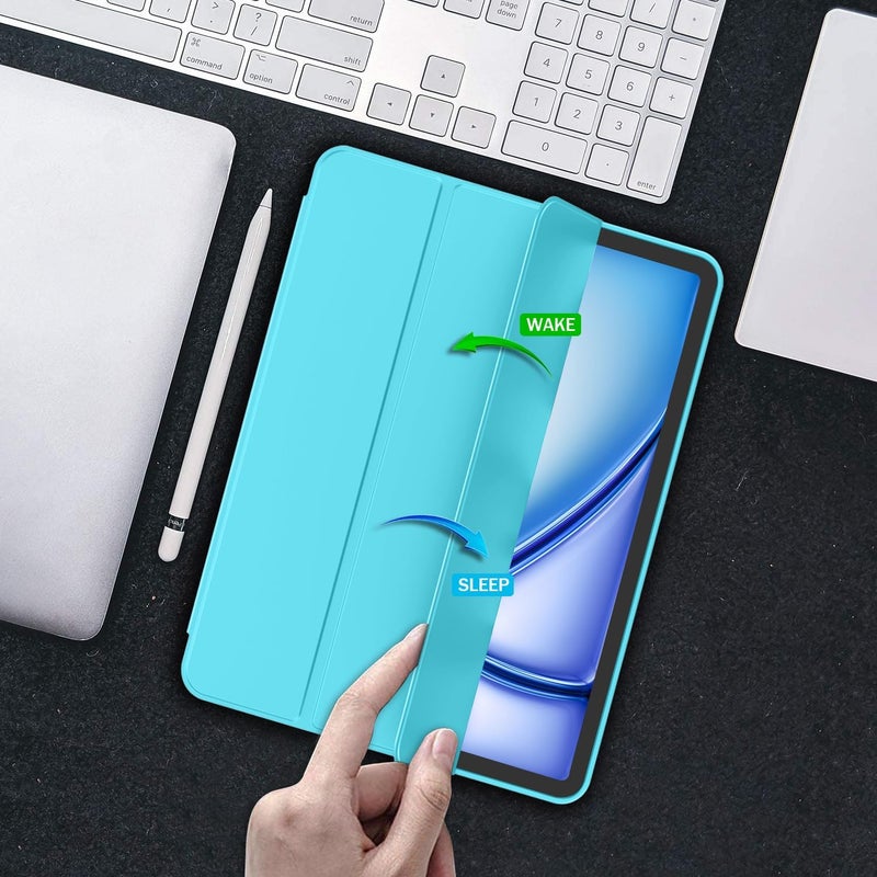 iMieet iPad Air 11 Inch Case M3(2025) / M2 (2024), iPad Air 5th/4th Generation Case 2022/2020 10.9 Inch with Pencil Holder,Trifold Stand Smart Case with Soft TPU Back(New Cyan) - Image 5