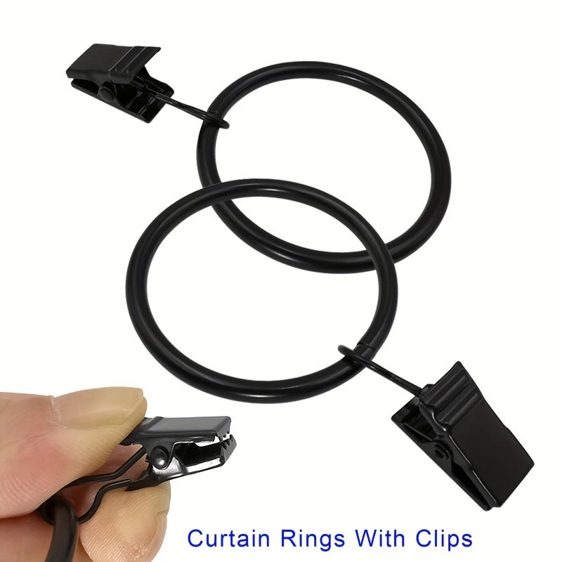 24 Pack Black Metal Curtain Rings With Clips Rust Proof Vintage - Image 3