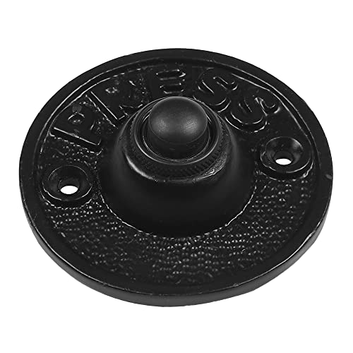 A29 Black Powder Coated Cast Iron Doorbell Button – 2 5/9" Diameter with Recess Mounting, Antique Round Design, Wired for Two-Wire Chimes, Weather Resistant, Vintage Style, Easy DIY Installation - Image 4