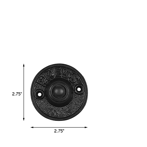 A29 Black Powder Coated Cast Iron Doorbell Button – 2 5/9" Diameter with Recess Mounting, Antique Round Design, Wired for Two-Wire Chimes, Weather Resistant, Vintage Style, Easy DIY Installation - Image 5