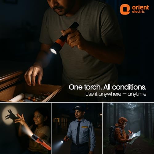 Orient Electric Bolt LED Torch Light | Orange & Black, Pack of 10 - Image 5