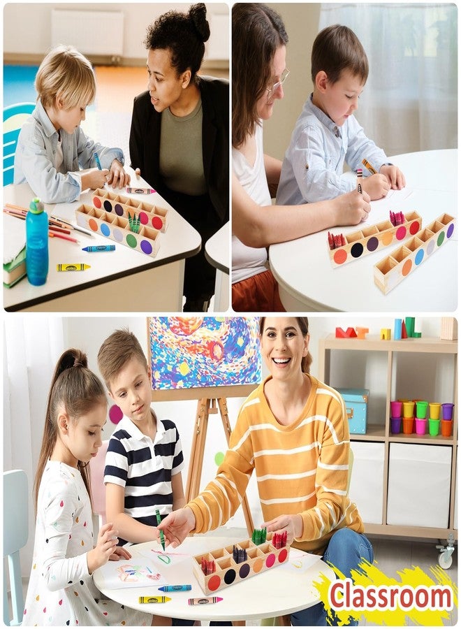 HALAGAS Crayon Organizer for Classroom, 12 Compartment Colored Crayon Holder Organizer, Classroom Storage Caddy Case, Crayon Holder for Kids, Wooden Crayon Organizers for Classroom School Art Storage Supplies - Image 4
