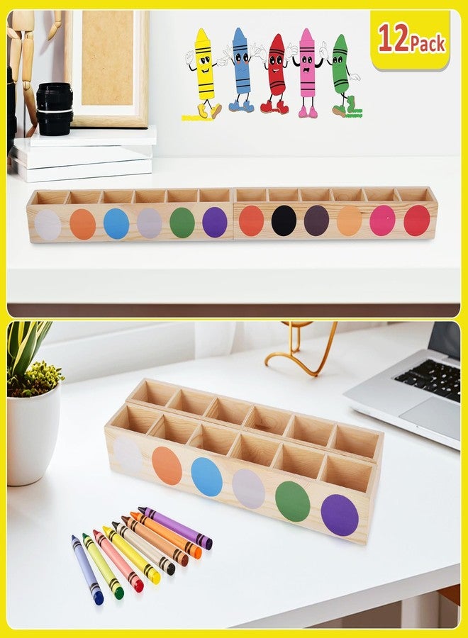 HALAGAS Crayon Organizer for Classroom, 12 Compartment Colored Crayon Holder Organizer, Classroom Storage Caddy Case, Crayon Holder for Kids, Wooden Crayon Organizers for Classroom School Art Storage Supplies - Image 5