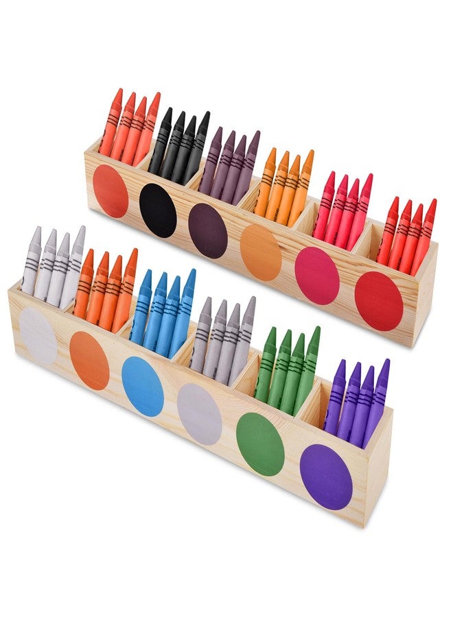HALAGAS Crayon Organizer for Classroom, 12 Compartment Colored Crayon Holder Organizer, Classroom Storage Caddy Case, Crayon Holder for Kids, Wooden Crayon Organizers for Classroom School Art Storage Supplies - Image 1