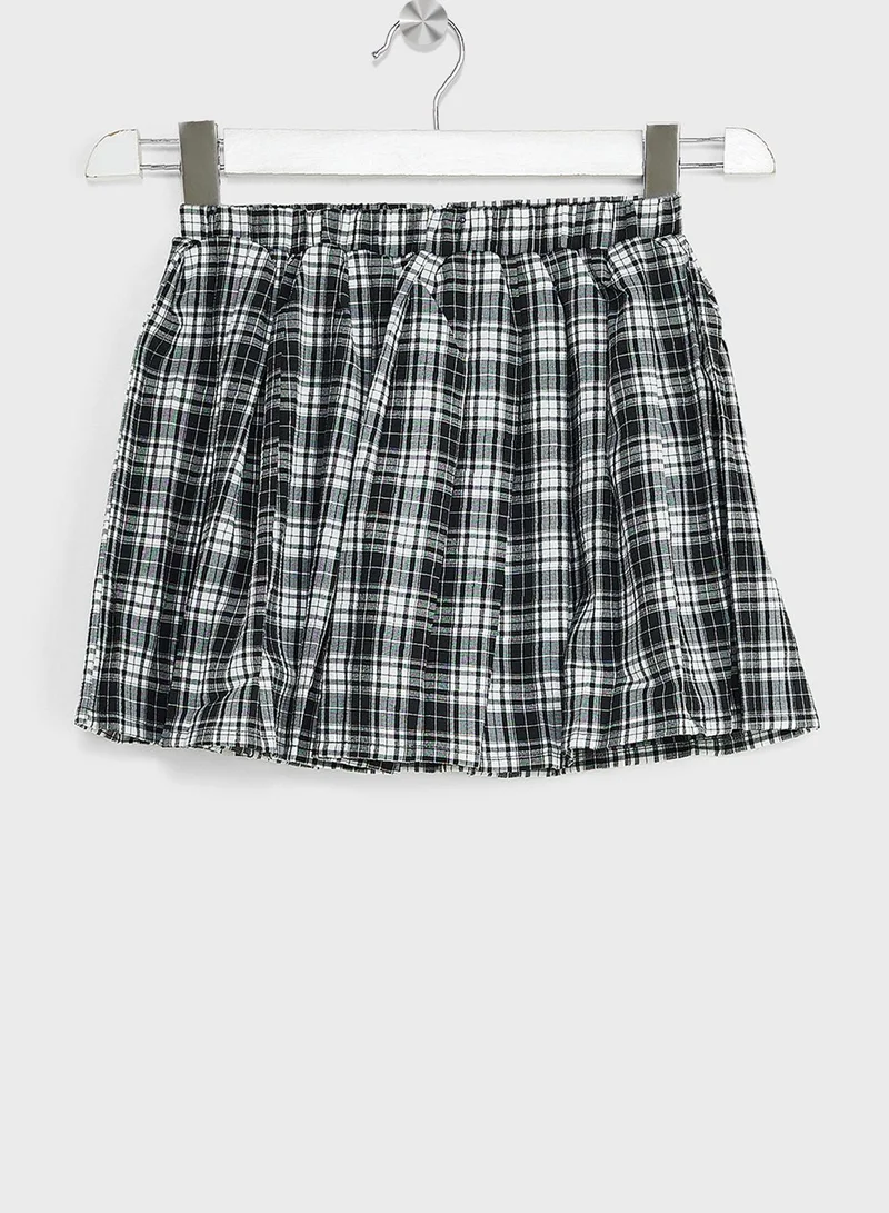 Pinata Girls Polo Shirt With Plaid Pleated Skirt Set