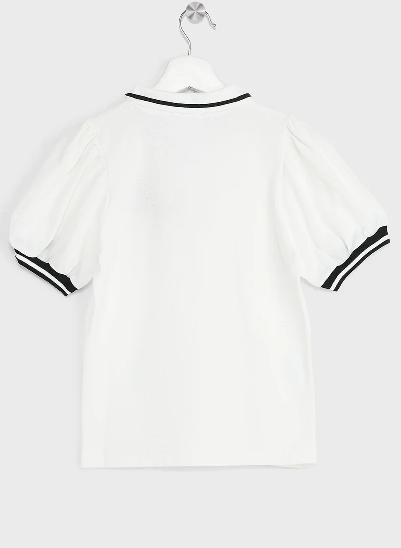 Pinata Girls Polo Shirt With Plaid Pleated Skirt Set
