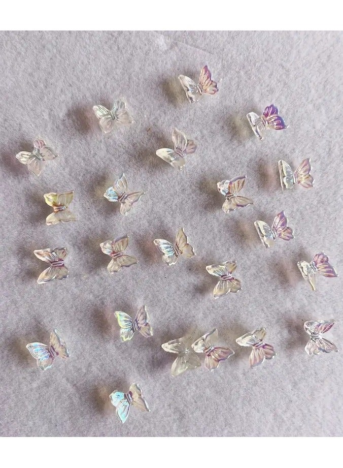 ORiTi 20Pcs 3D Nail Charms Gummy Butterfly Aurora AB Colors Butterfly Resin Stones Gel Polish Rhinestones for Manicure Decor - Image 4