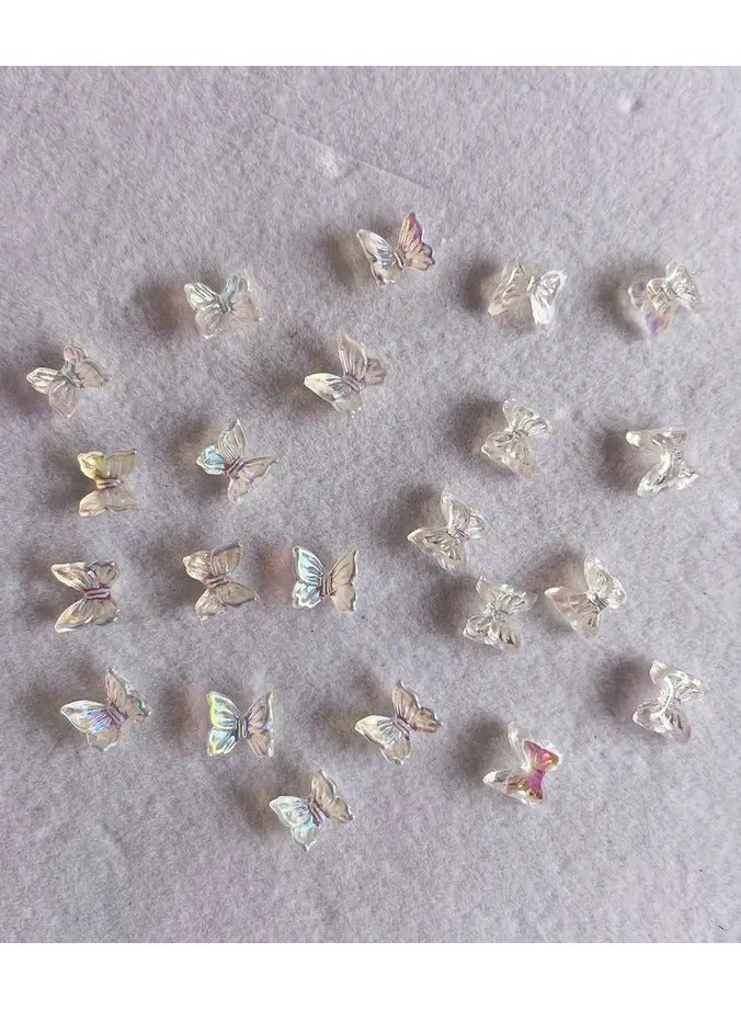 ORiTi 20Pcs 3D Nail Charms Gummy Butterfly Aurora AB Colors Butterfly Resin Stones Gel Polish Rhinestones for Manicure Decor - Image 5