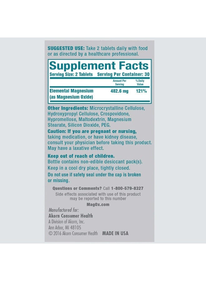 Mag-Ox 400 Mag-Ox Magnesium Supplement, Pharmaceutical Grade Magnesium Oxide, Most Concentrated Form of Magnesium, 483mg, 240 Tablets (2 Packs of 120 Tablets) - Image 2