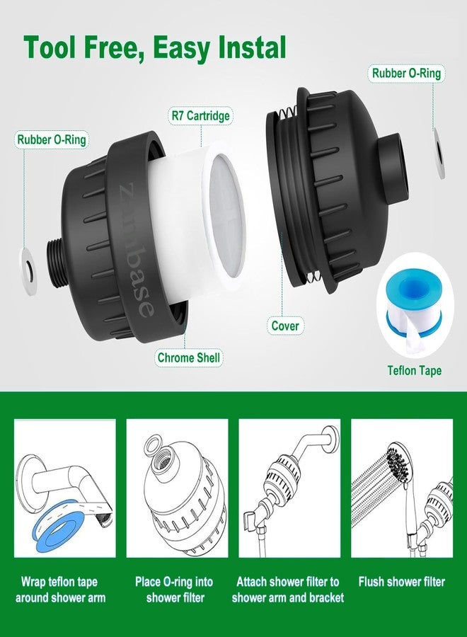 ZAMBASE Shower Head Filter Reduction of Hard Water Chlorine & Heavy Metals to Soothe Dry Itchy Skin, Dandruff and Eczema for Healthier Skin & Hair Fits All Showers (Black) - Image 4