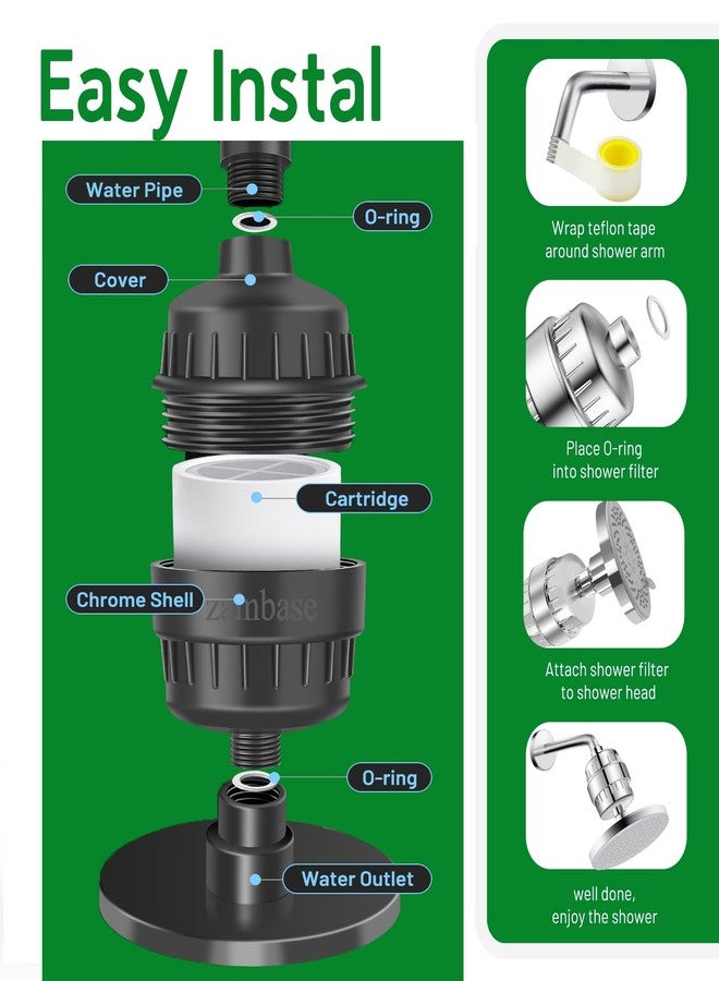 ZAMBASE Shower Head Filter Reduction of Hard Water Chlorine & Heavy Metals to Soothe Dry Itchy Skin, Dandruff and Eczema for Healthier Skin & Hair Fits All Showers (Black) - Image 3