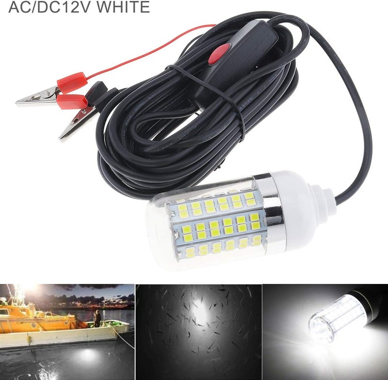 RTNLIT 12V 15W LED Fishing Light, Underwater 108 LEDs Fish Finder Lamp, Submersible Night Fishing Lure Bait Finder Attracts Crappie/Prawns/Squid/Krill, IP68 with 5M Power Cord and Battery Clip - Image 3
