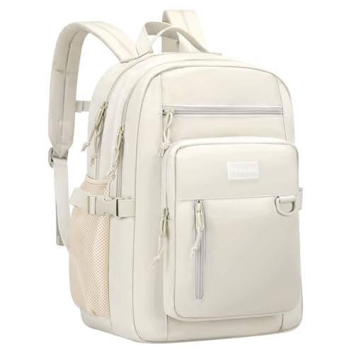 PRAGARI Kids Backpack for School Cute Aesthetic Beige Backpack Girls Student Bookbag Women Travel Lightweight Book Bag - Image 1