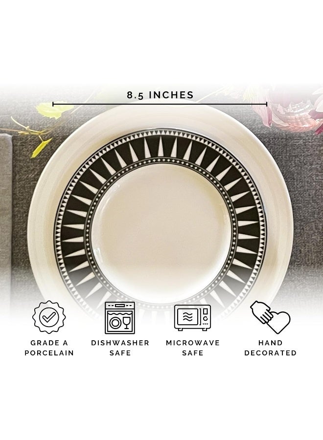 CASKATA Unique Design Salad Plates Set of 4 HighDesign LeadFree Porcelain Dinnerware Plate Set Black Dinnerware Set for Entertaining Everyday Thanksgiving Wedding or Birthday Gifts 8.5 in - Image 2