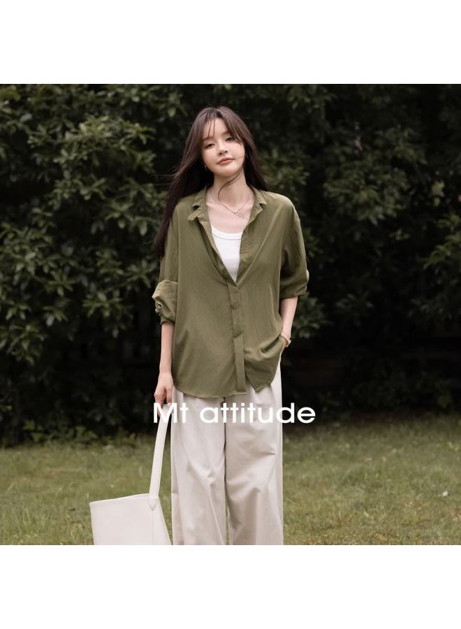 Mt Lazy New Chinese Style Shirt Autumn Small Turn-down Collar Basic Versatile Long Sleeve Shirt - Image 2