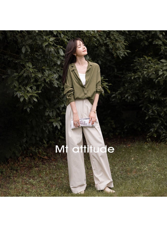 Mt Lazy New Chinese Style Shirt Autumn Small Turn-down Collar Basic Versatile Long Sleeve Shirt - Image 1