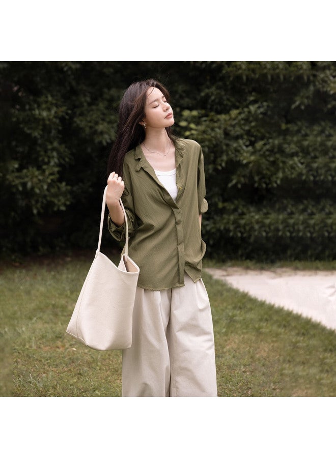 Mt Lazy New Chinese Style Shirt Autumn Small Turn-down Collar Basic Versatile Long Sleeve Shirt - Image 3