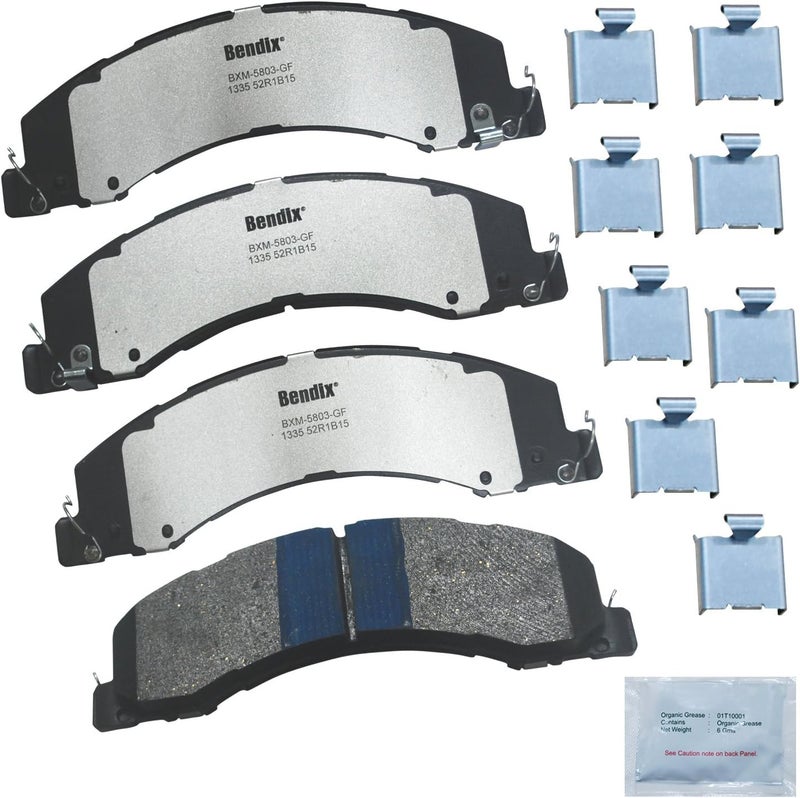 Bendix Fleet Metlok MKD1335FM Brake Pads compatible with Ram 4500, 5500 (2008-2010), 700 (2017-2018), 4000 (2015-2018), 4500, 5500 (2011-2023), Sterling Truck Bullet 45, Bullet 55 (2008-2010) - Image 1