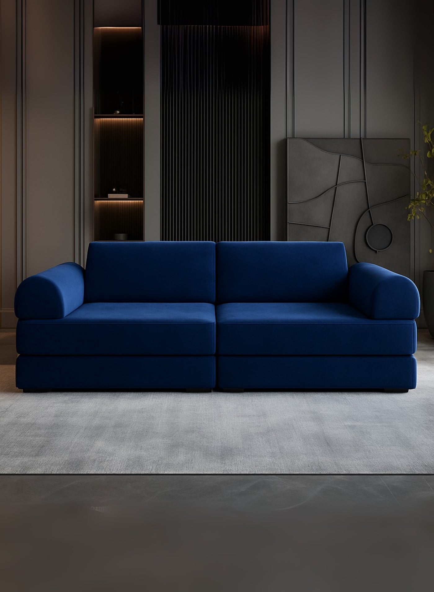 KustomDeco UrbanEase Modern Sofa Bed For Kids & Adults – Convertible 2-Seater, Premium Velvet Upholstery Space-Saving Sleeper Sofa for Living Room & Guest Room Multifunctional Lounger – Royal Blue