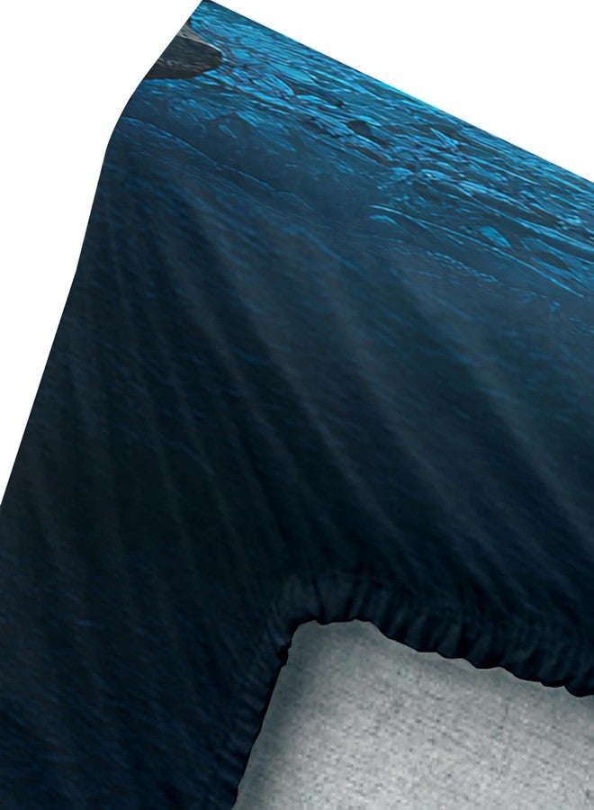 UEVBF Soccer Bedding Fitted Sheet Full Size,Blue Soccer Flame Printing Bedding Fitted Sheet Set,Sports Themed Room Decor for Kids Teens Boys,1 Fitted Sheet+2 Pillowcases. - Image 4