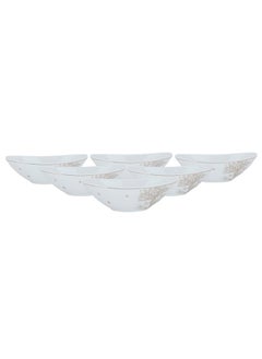 Alsaif Gallery A set of white, oval, golden wooded porcelain dessert plates, 6 pieces  - Image 2