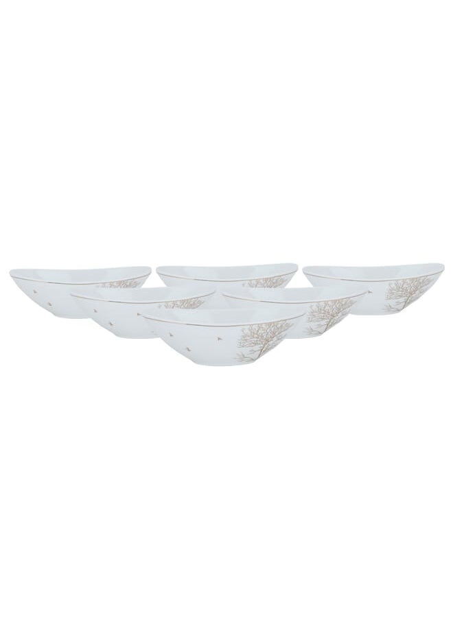 Alsaif Gallery A set of white, oval, golden wooded porcelain dessert plates, 6 pieces  - Image 2