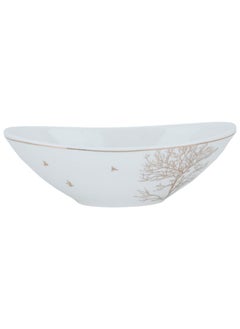 Alsaif Gallery A set of white, oval, golden wooded porcelain dessert plates, 6 pieces  - Image 1
