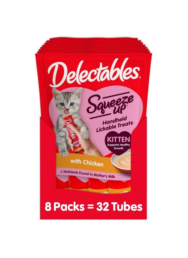 Hartz - Hartz Delectables Squeeze Up Kitten Creamy Squeezable Puree, Lickable Wet Cat Treats, Grain Free, No Added Fillers, No by-Products, No Added Preservatives, 0.5 Ounces Tube Chicken, 32 Tubes Total - Image 1