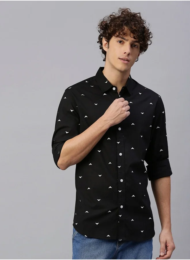 هاي ستار Men Black Regular Fit Casual Shirt