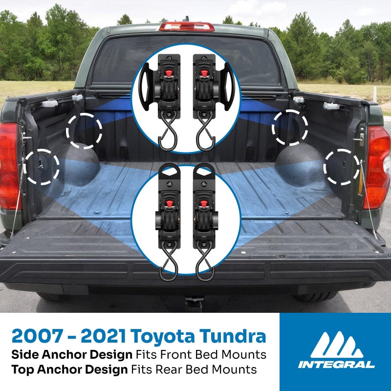 Integral Straps - Single Pack - Bed Mounted Retractable Tie Down Straps - Compatible with Toyota Tundra (2007-2021) Front Bed Mount Only - Image 2