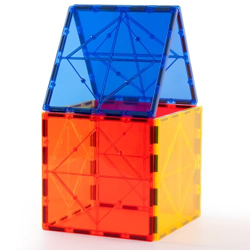 Gemmicc 8 PCS Large Magnetic TilesJumbo Magnet Base PlatesSTEM Magnetic Building Blocks for Kids Boys Girls - Image 1