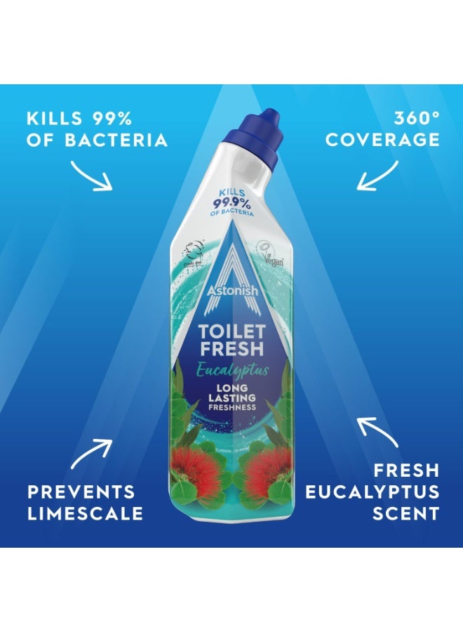 Astonish Toilet Fresh Eucalyptus Long Lasting Fragrance Kills 99.9% Bacteria 360 Degree Easy Cleaning Prevent Limescale Buildup Fast Working Cruelty Free Vegan 750ML - Image 5