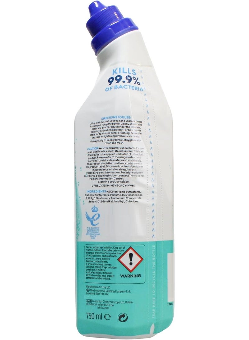 Astonish Toilet Fresh Eucalyptus Long Lasting Fragrance Kills 99.9% Bacteria 360 Degree Easy Cleaning Prevent Limescale Buildup Fast Working Cruelty Free Vegan 750ML - Image 2