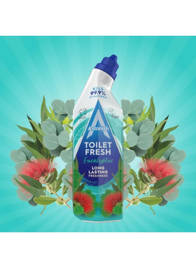 Astonish Toilet Fresh Eucalyptus Long Lasting Fragrance Kills 99.9% Bacteria 360 Degree Easy Cleaning Prevent Limescale Buildup Fast Working Cruelty Free Vegan 750ML - Image 3