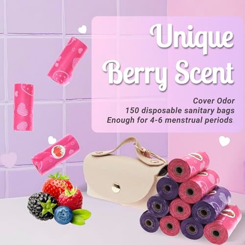 Eyryfui Sanitary Napkin Disposal Bags with Dispenser, Feminine Hygiene Disposal Bags for Tampons Trash Bag, Personal Care Sanitary Bag for Women Privacy Handling (Multicolor) - Image 5