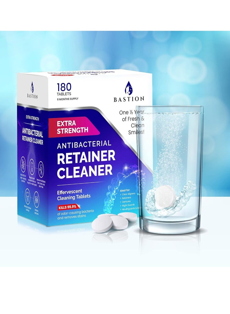 Bastion Retainer Cleaner & Denture Cleanser - 180 Effervescent Tablets 6 Month Supply Removes Stains, Discoloration, Odors, Plaque Clear Aligners, Mouth Night Guard, All Dental/Oral Appliances - Image 3