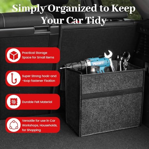 GREENSHEEP Trunk Organizer Heavy-Duty, Non-Slip with Lid Felt Storage Expandable Easy to Clean AntiSlip Utility Tool Sturdy Foldable Boot Bag for Cars, Trucks & SUVs (1 Pc, Dark Grey, Medium) - Image 3