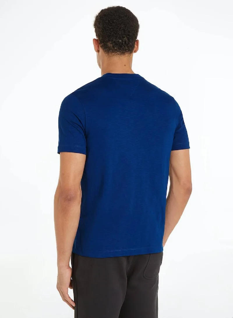 TOMMY HILFIGER Textured Featuring a Crew Neck T-Shirt -  Pure organic slub cotton