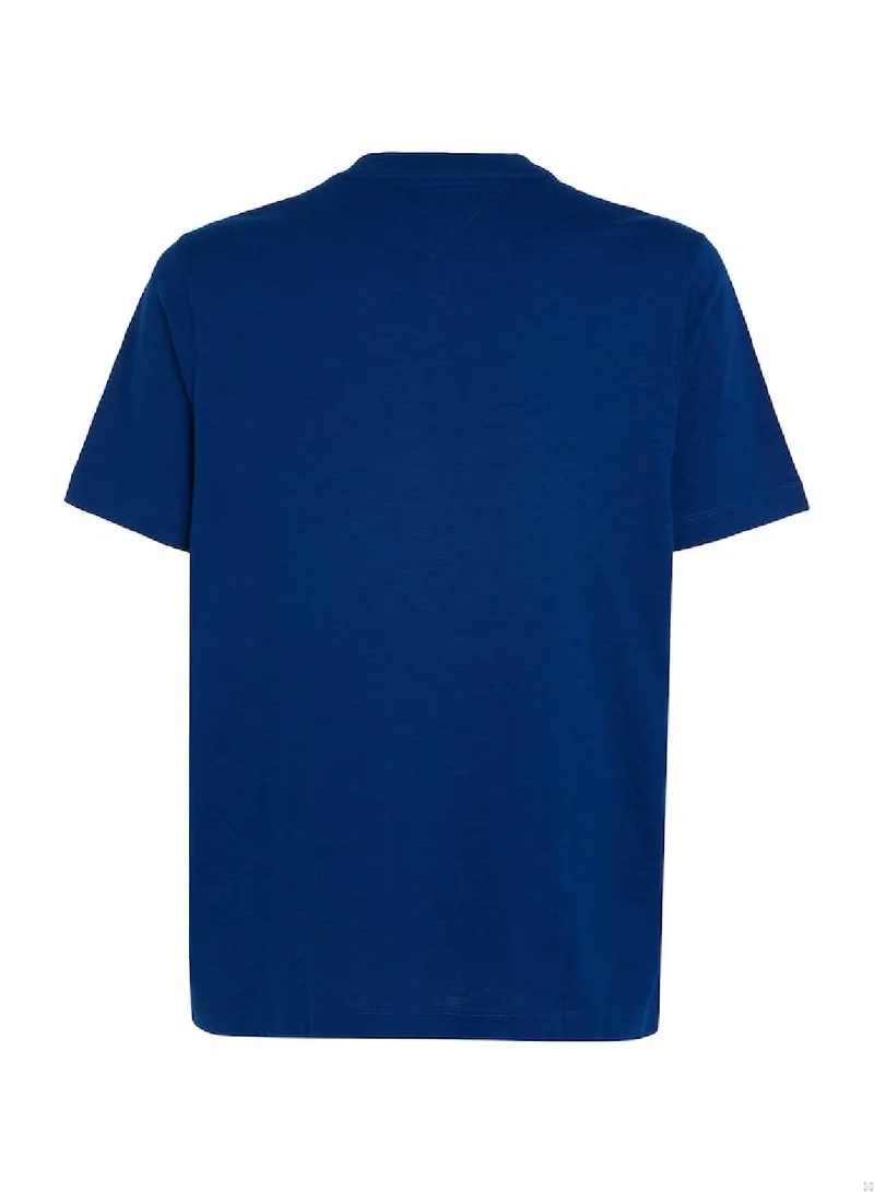 TOMMY HILFIGER Textured Featuring a Crew Neck T-Shirt -  Pure organic slub cotton
