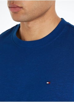TOMMY HILFIGER Men's Textured Featuring a Crew Neck T-Shirt -  Pure organic slub cotton, Blue  - Image 5