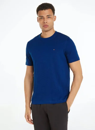 TOMMY HILFIGER Textured Featuring a Crew Neck T-Shirt -  Pure organic slub cotton