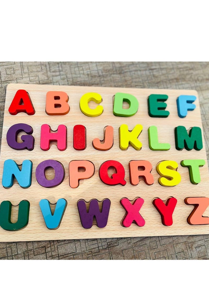 TATV QALAA Alphabet Puzzle Letter Puzzles for Toddlers 1 2 3 Years Old Educational Learning Toys Alphabet with Puzzle Board & Letter Blocks Gifts for Girls and Boys (Large)