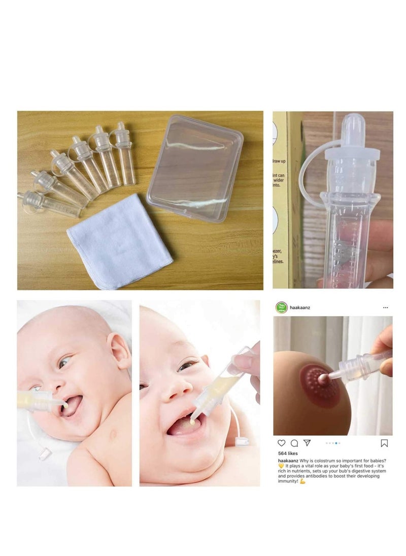 haakaa - Haakaa Colostrum Collector Set for Breastfeeding Mothers to Collect, Store and Feed Colostrum, Includes a Portable Case and a White Cotton Cloth Wipe, 4ml x 6pcs - Image 1