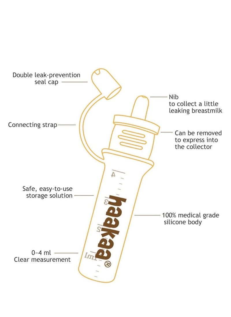haakaa - Haakaa Colostrum Collector Set for Breastfeeding Mothers to Collect, Store and Feed Colostrum, Includes a Portable Case and a White Cotton Cloth Wipe, 4ml x 6pcs - Image 1