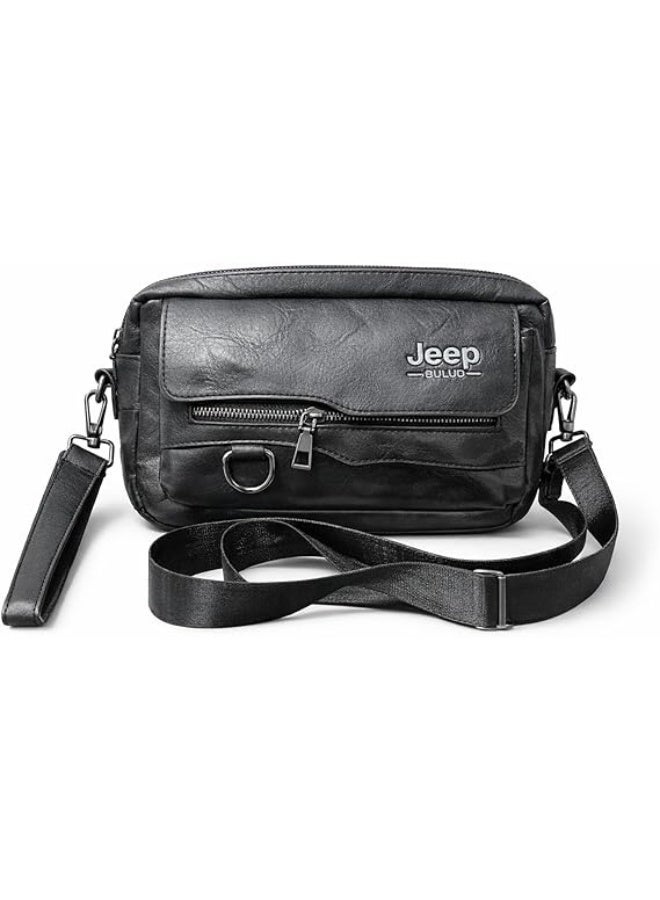 جيب حقيبة كروس وكتف ويد 3 في 1 للرجال، جلد، متعددة الاستخدامات مع سحاب أمامي وحزام قابل للتعديل - Image 1