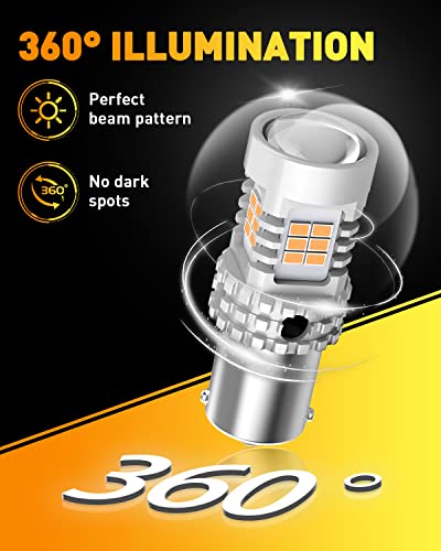 OXILAM BA15S 1156 LED Turn Signal Light Bulb CANBUS Error Free 2200K Amber Yellow 2800LM for 7506 1156A 1003 1141 P21W Bulb Replacement, Pack of 2 - Image 5