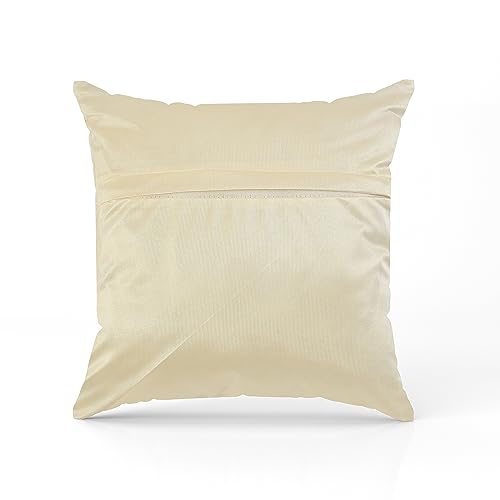HOMECROWN Velvet Cushion Covers 16x16 Inch – Set of 3 Pcs, Golden Feather Print, Soft Faux Fur Decorative Throw Pillow Covers for Sofa, Couch, Bed, Living Room (White) - Image 3