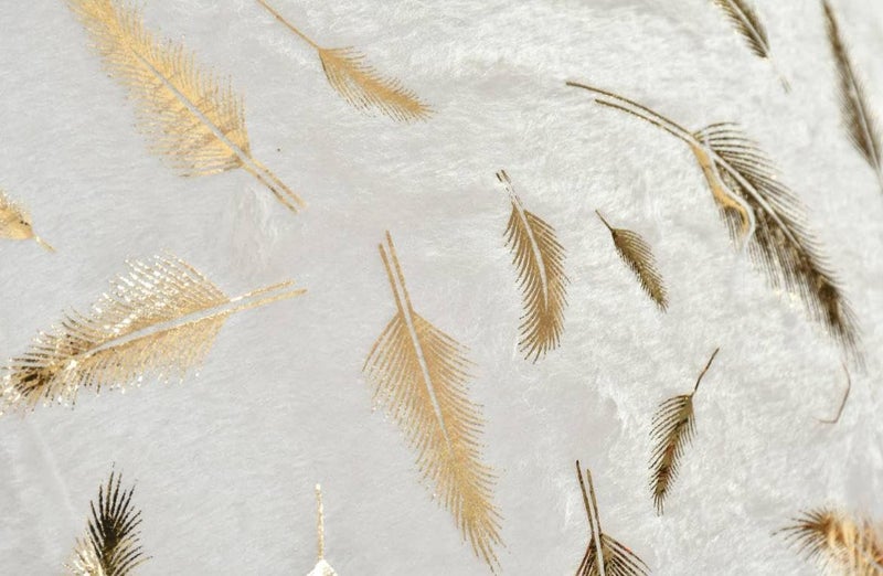 HOMECROWN Velvet Cushion Covers 16x16 Inch – Set of 3 Pcs, Golden Feather Print, Soft Faux Fur Decorative Throw Pillow Covers for Sofa, Couch, Bed, Living Room (White) - Image 4