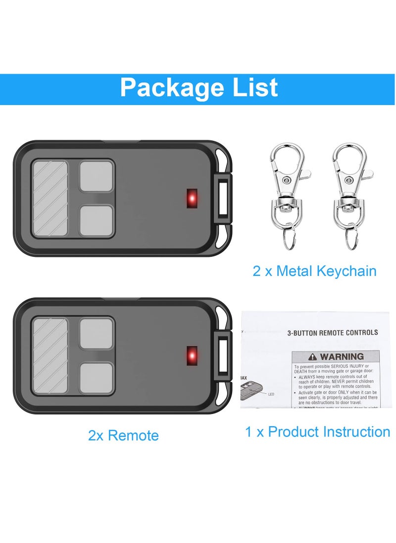 Generic - 890MAX Garage Door Opener Remote, 2 Replacement for LiftMaster/Chamberlain/Craftsman, Universal 3-Button Garage Door Opener Remote with Mini Key Chain for Purple Red Yellow Orange Green Learn Buttons - Image 1