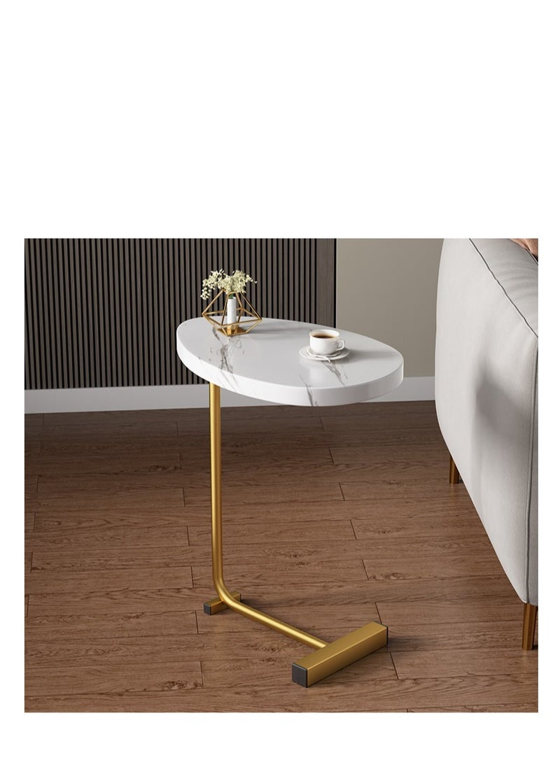 Y&D - Small Side Table C Shaped End Table for Sofa and Bed, TV Tray Table with Metal Frame for Couch, Living Room, Bedroom - Image 1